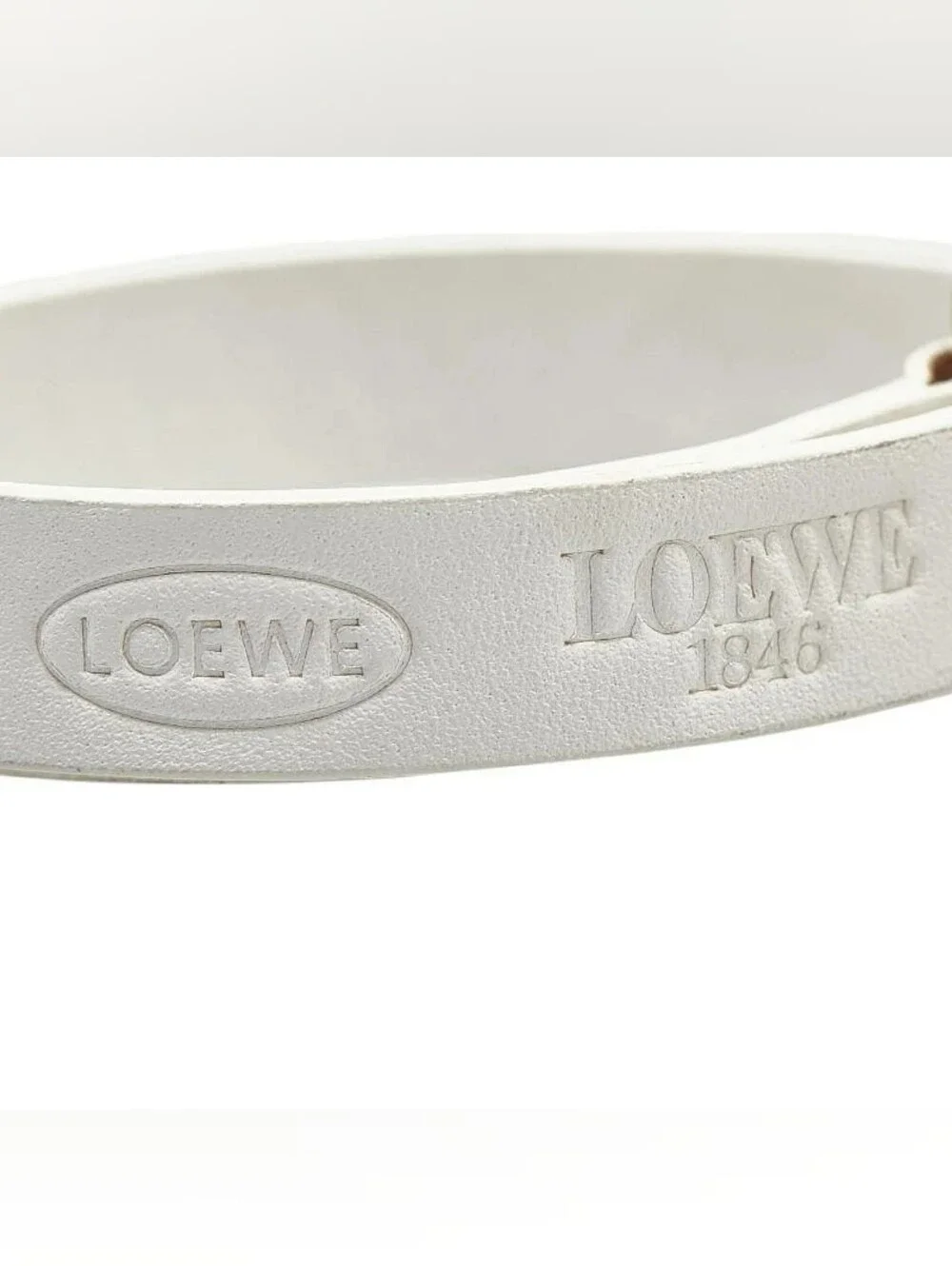 LOEWE Vintage 030510 Double Wrap Leather Bracelet White Gold Madrid Spain